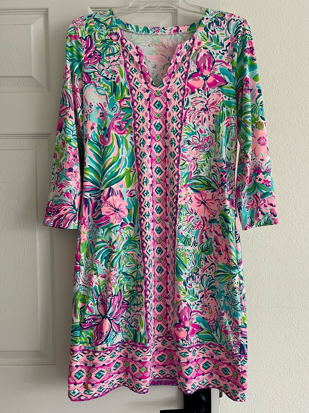 Lilly Pulitzer Bright Floral V-Neck Tunic Dress